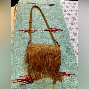 Lucky Brand Fringe Tan Shoulder Bag
